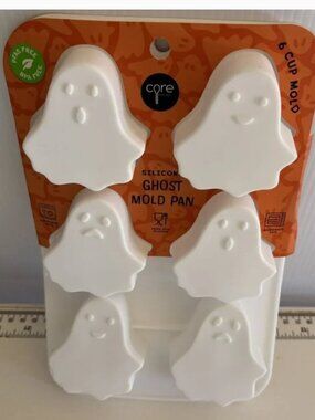 Ghost Faces Silicone Cupcake Mold Structure Jumbo Makes 6 Halloween Treats